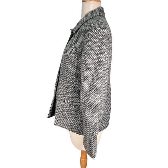 SAG HARBOR Wool Blend Blazer Hounds Tooth Grey Black Size 10P Button Up Vintage - Picture 4 of 12